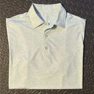 2 Putt Men’s Golf Short Sleeve Polo Blue/Green Abstract Print Size XL